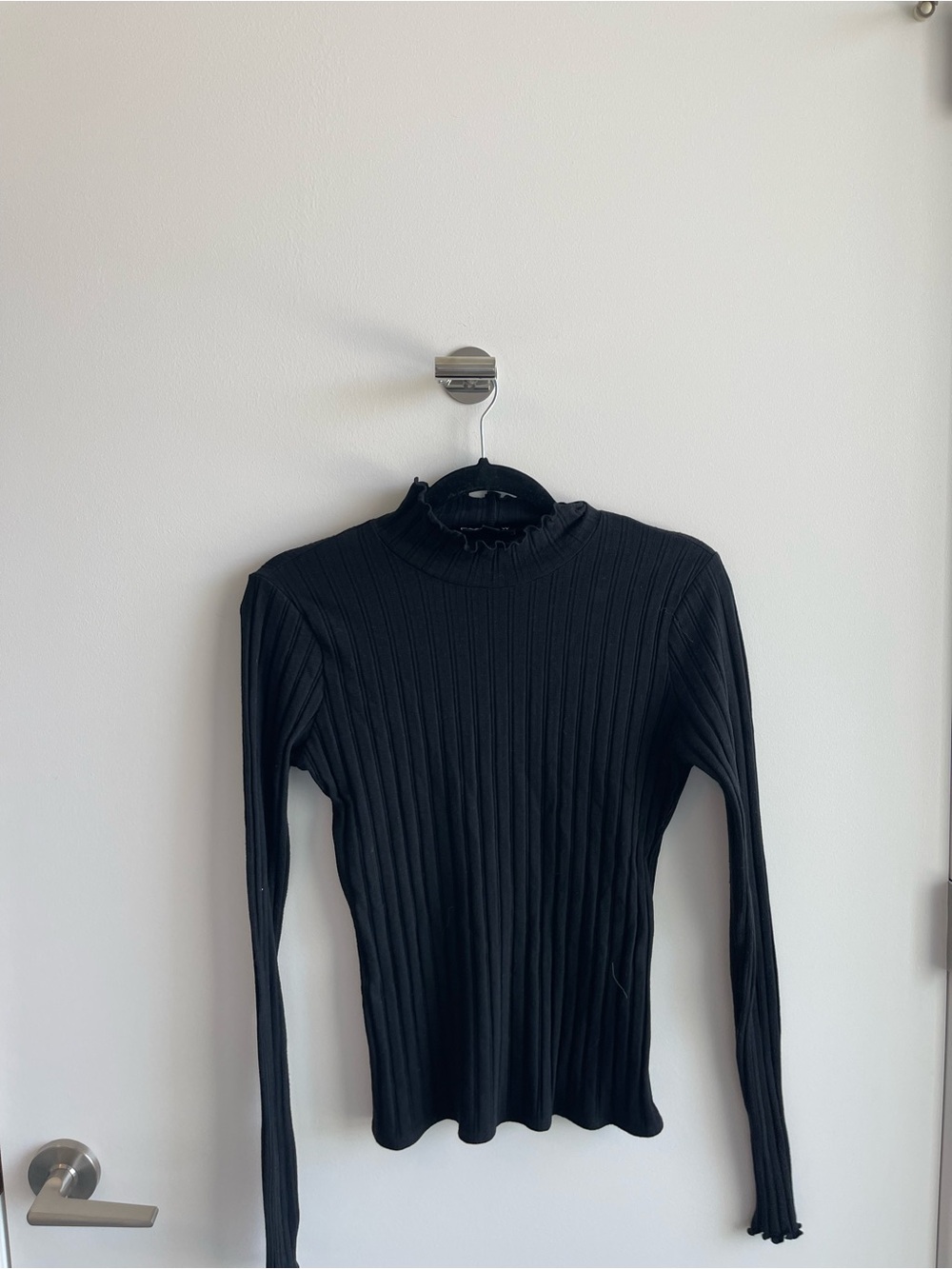 J Crew Ribbed Mock Neck Long-Sleeve - Black